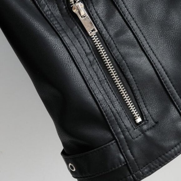 Modern Biker Chick Moto Faux leather Zipper Detail Motorcycle Jacket - Picture 12 of 12